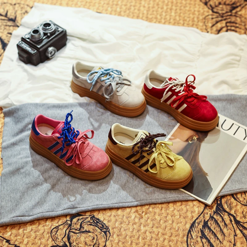 【QT】厚底4CM德训鞋女2025小个子运动休闲阿甘鞋老爹鞋AL50389