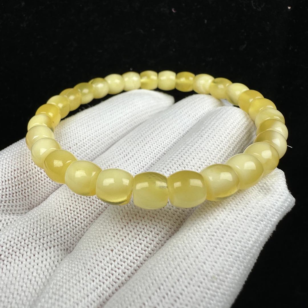 G1601天然俄料蜜蜡精工直切手串7x6.5mm 6.5克