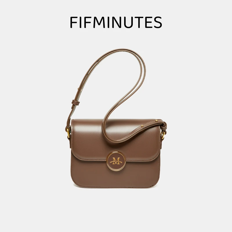 15MINS/15分钟春季新款真皮通勤简约百搭单肩斜挎小方包H1347AX4