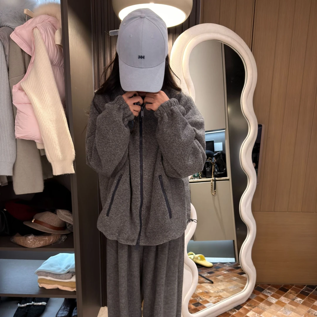 【古古】男女同款双面两穿摇粒绒灰色净版简约冬季保暖外套G25505