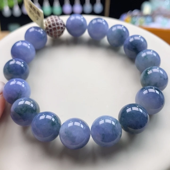 翡翠颈饰未镶嵌翡翠浓妖紫色串卡12➕