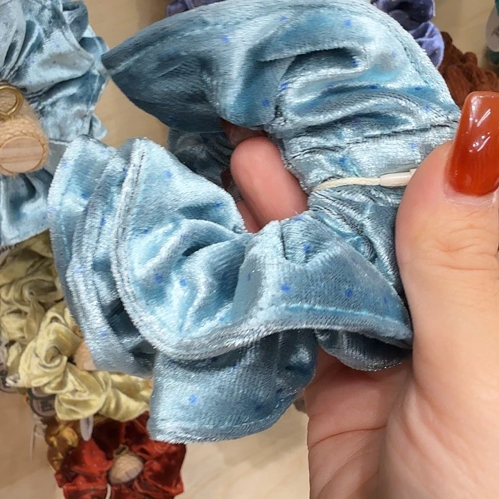 铁合金皮质蓝色丝绒发圈16