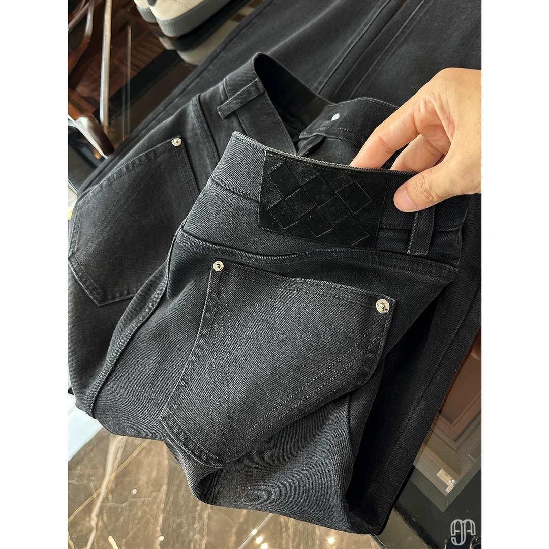 好物推荐！高级感欧货黑灰色精梳棉洗水牛仔裤男宽松直筒冬季厚款