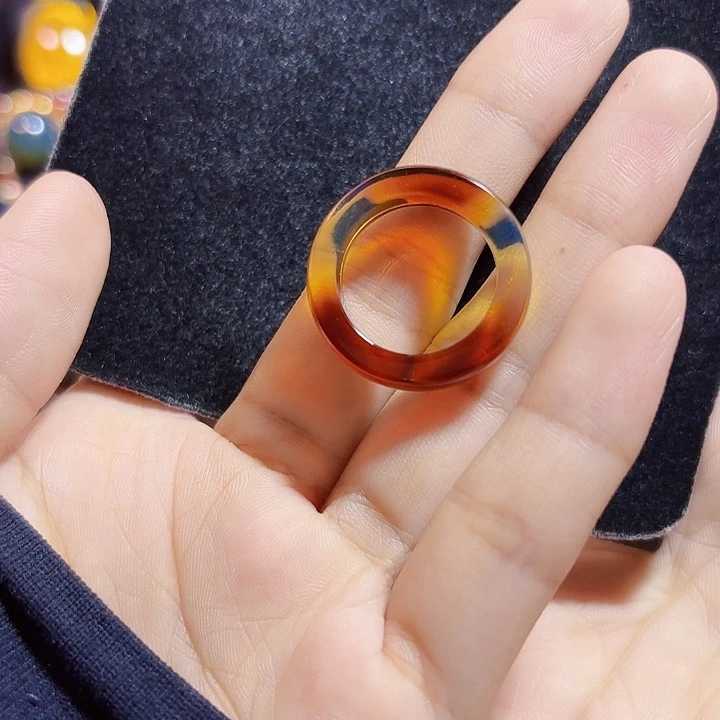 未镶嵌蓝珀珠宝奇石墨西哥红蓝指环