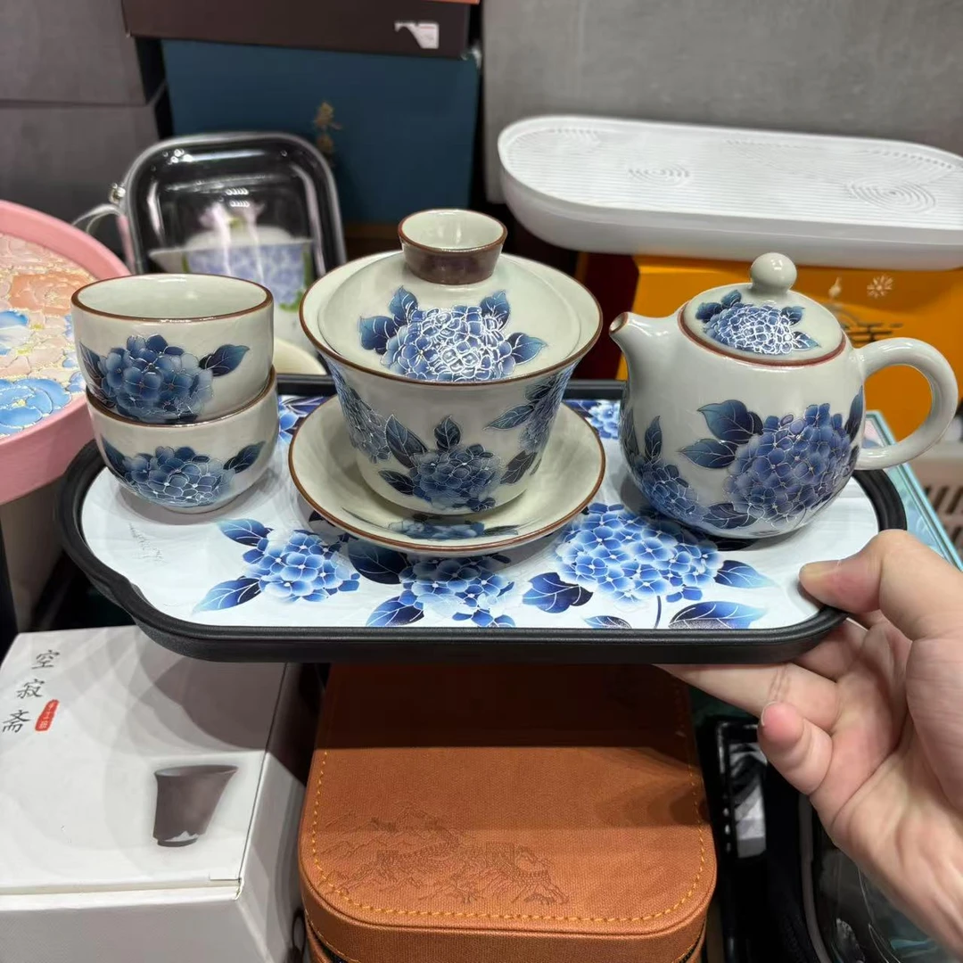 汝窑蓝色绣球花套组 jw125