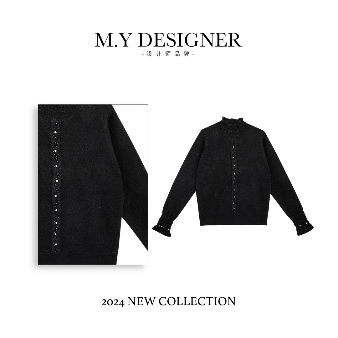 M.Y媛总 锦纶2024秋季新款针织衫时尚宽松复古潮流洋气毛衣1LY359