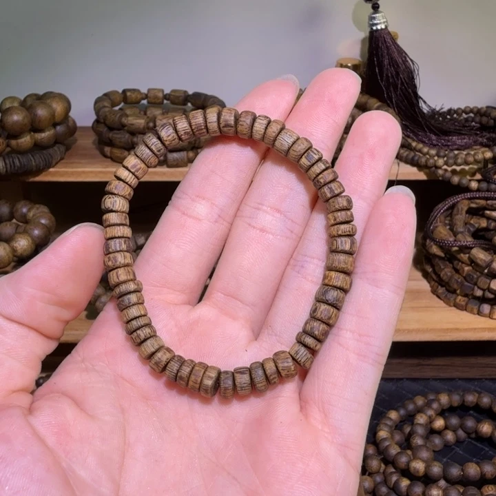 手串沉香厚片珠单圈
