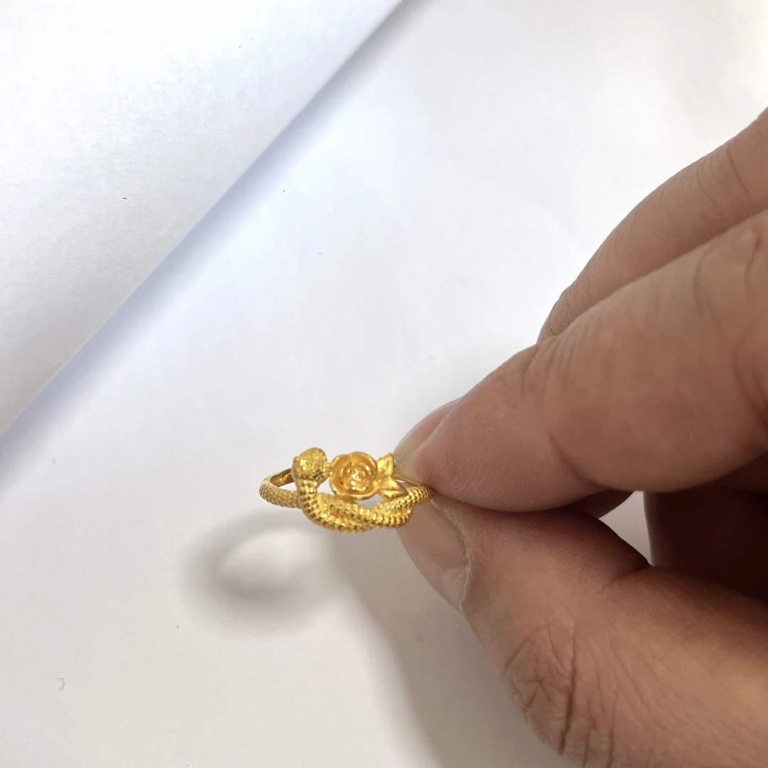 足金999玫瑰花与蛇戒指活口ins时尚仙女生肖珠光宝气