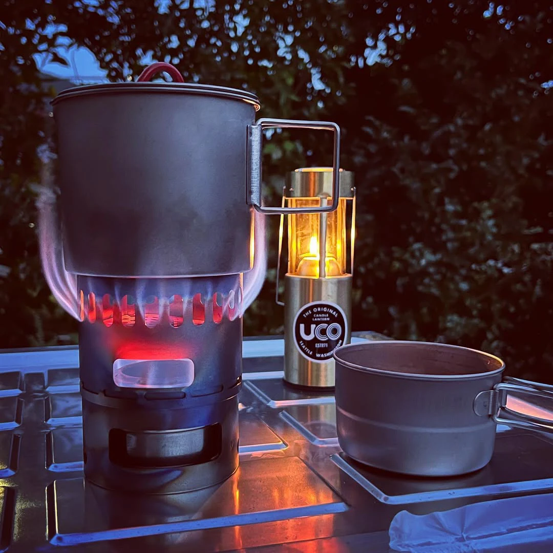 日本EVERNEW爱玩牛钛制马克锅500酒精炉五件套轻量化户外锅套装