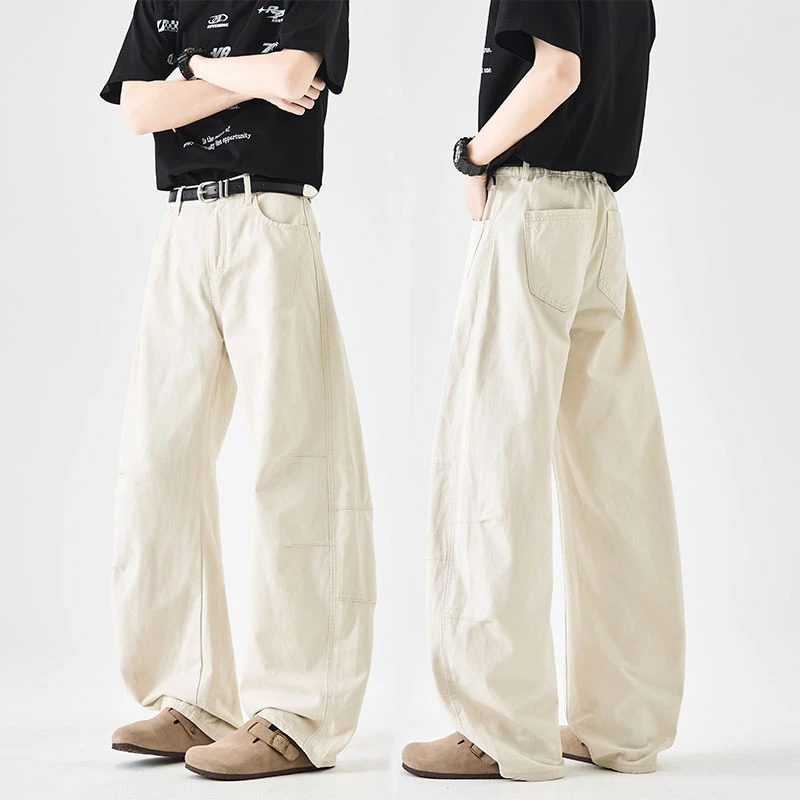 2025春夏新款美式弯刀休闲裤男女高街潮流高级感宽松直筒阔腿长裤