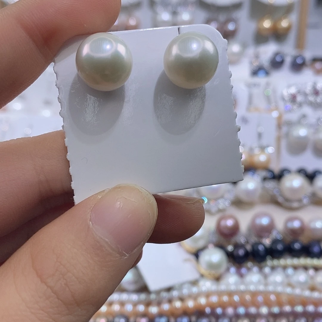 银S925镶嵌耳饰淡水珍珠11.7mm