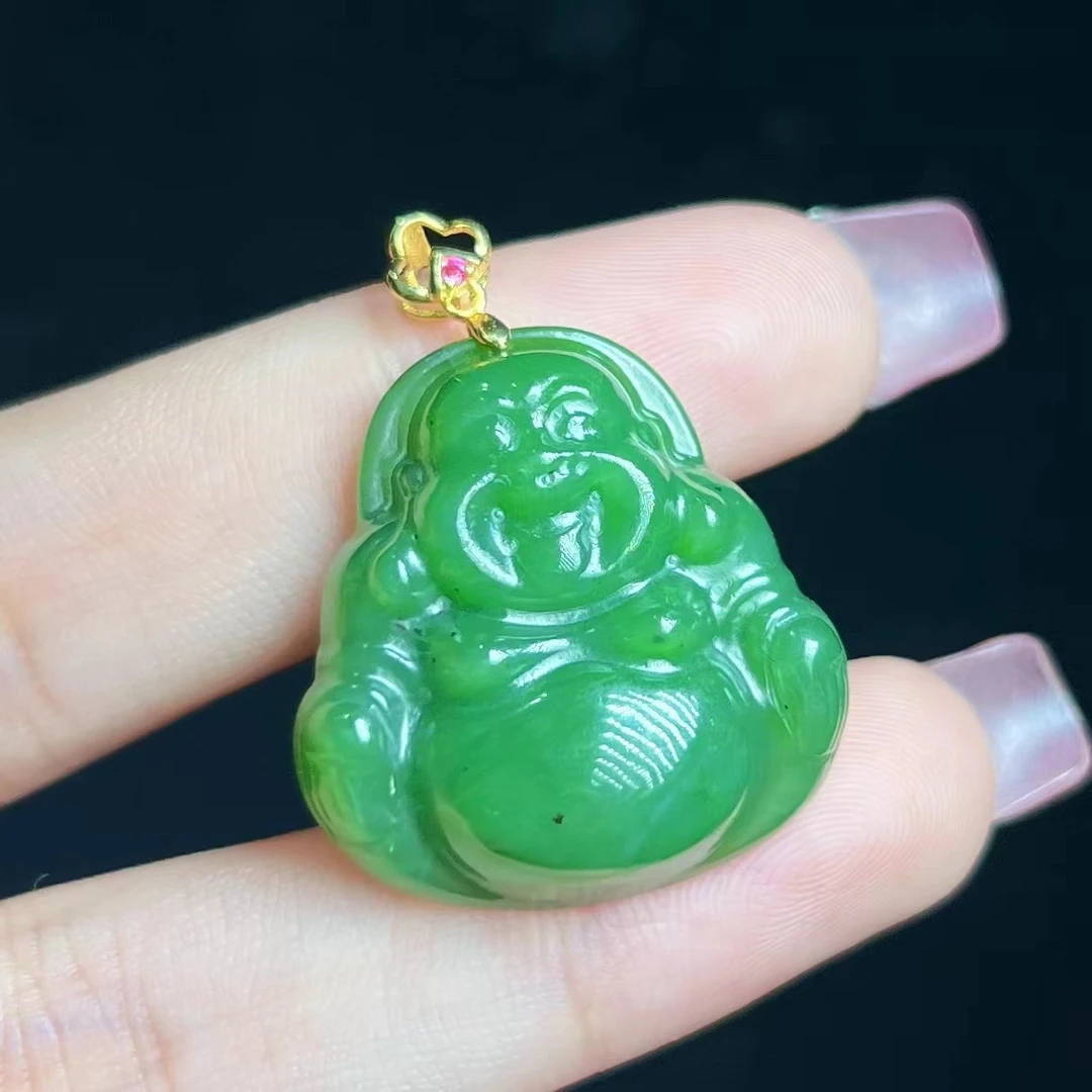 S925银镶和田玉佛公吊坠（尺寸26*24*24.5mm）-BXY205带链子