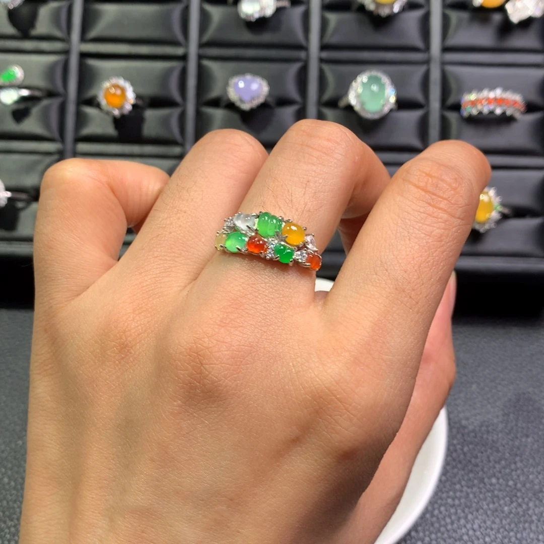 翡翠银S925镶嵌戒指