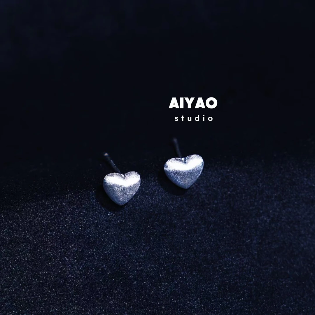 合金珐琅耳饰 【AIYAO】银色爱心耳钉310