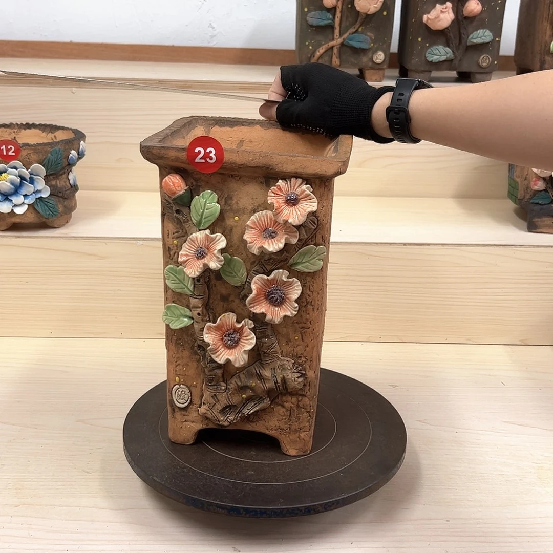 紫砂花盆23号内口14×14外高27.5