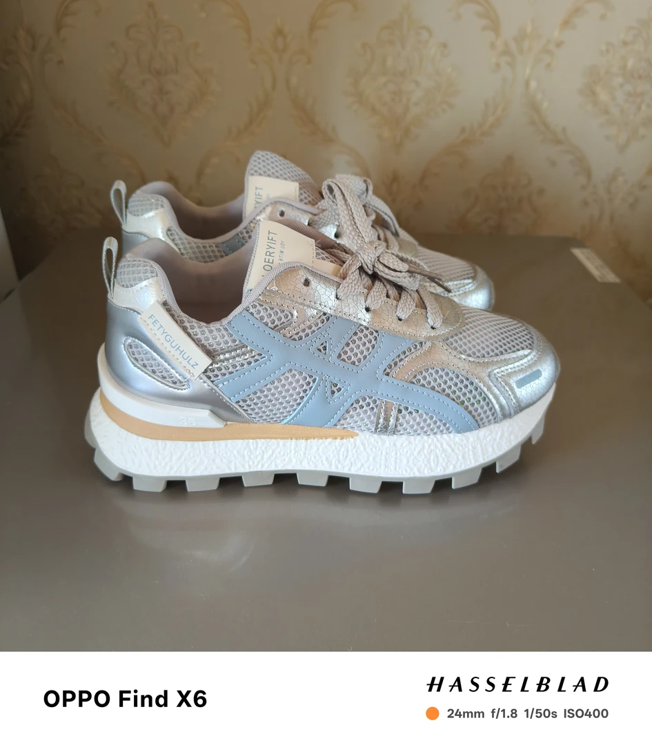 女士鞋子透气百搭超纤鞋厚底