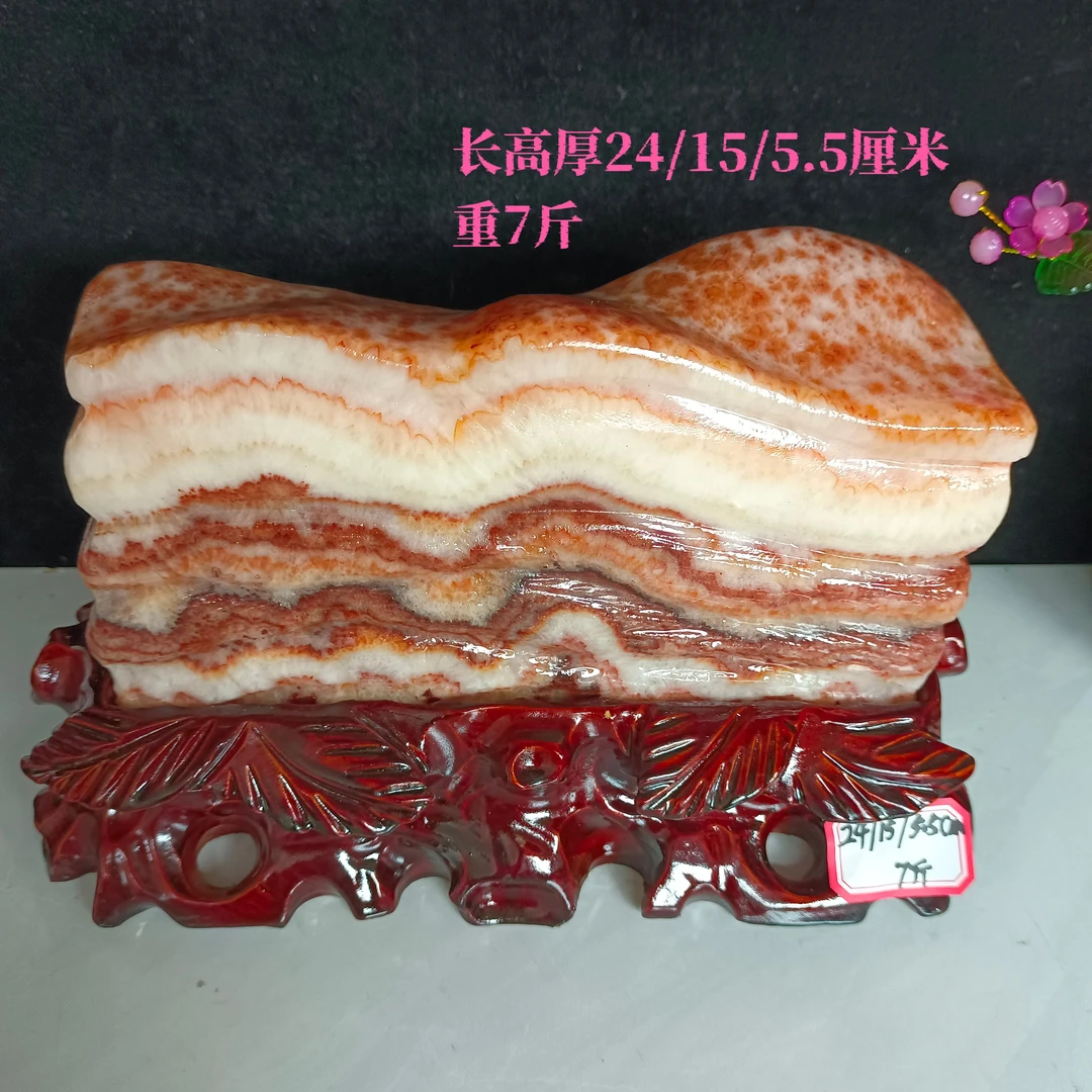 广西猪肉石家居办公礼品装饰摆件天然奇石观赏石五花肉原石摆件