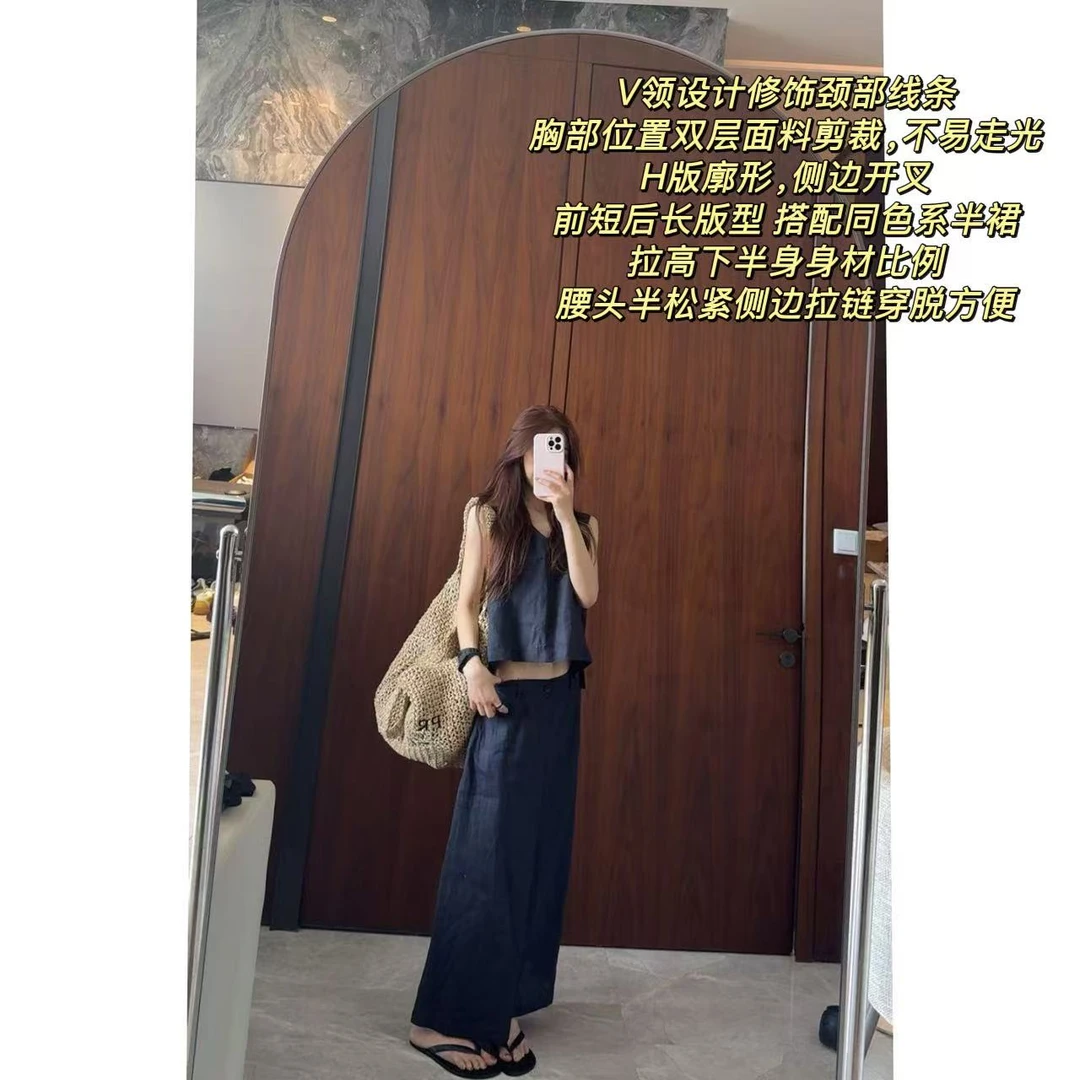 徐秋阳  智性女孩（100亚麻）  春季新款时尚休闲显瘦套装9707