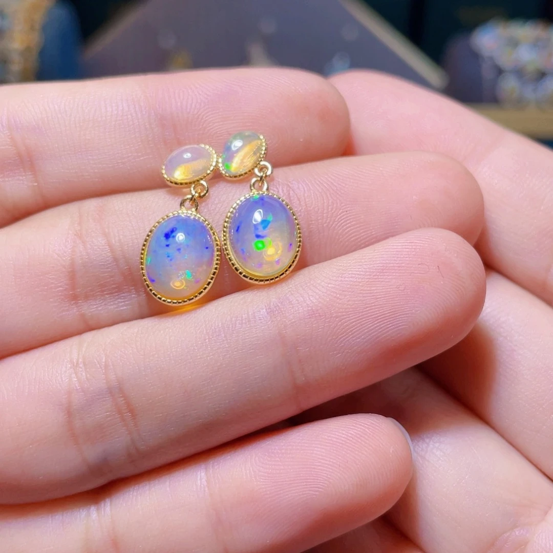 欧泊耳钉）银S925镶嵌爱****。