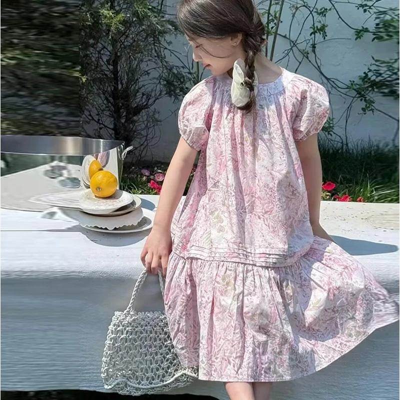 女童小碎花连衣裙夏季2025新款儿童棉布裙子夏装中大童洋气公主裙