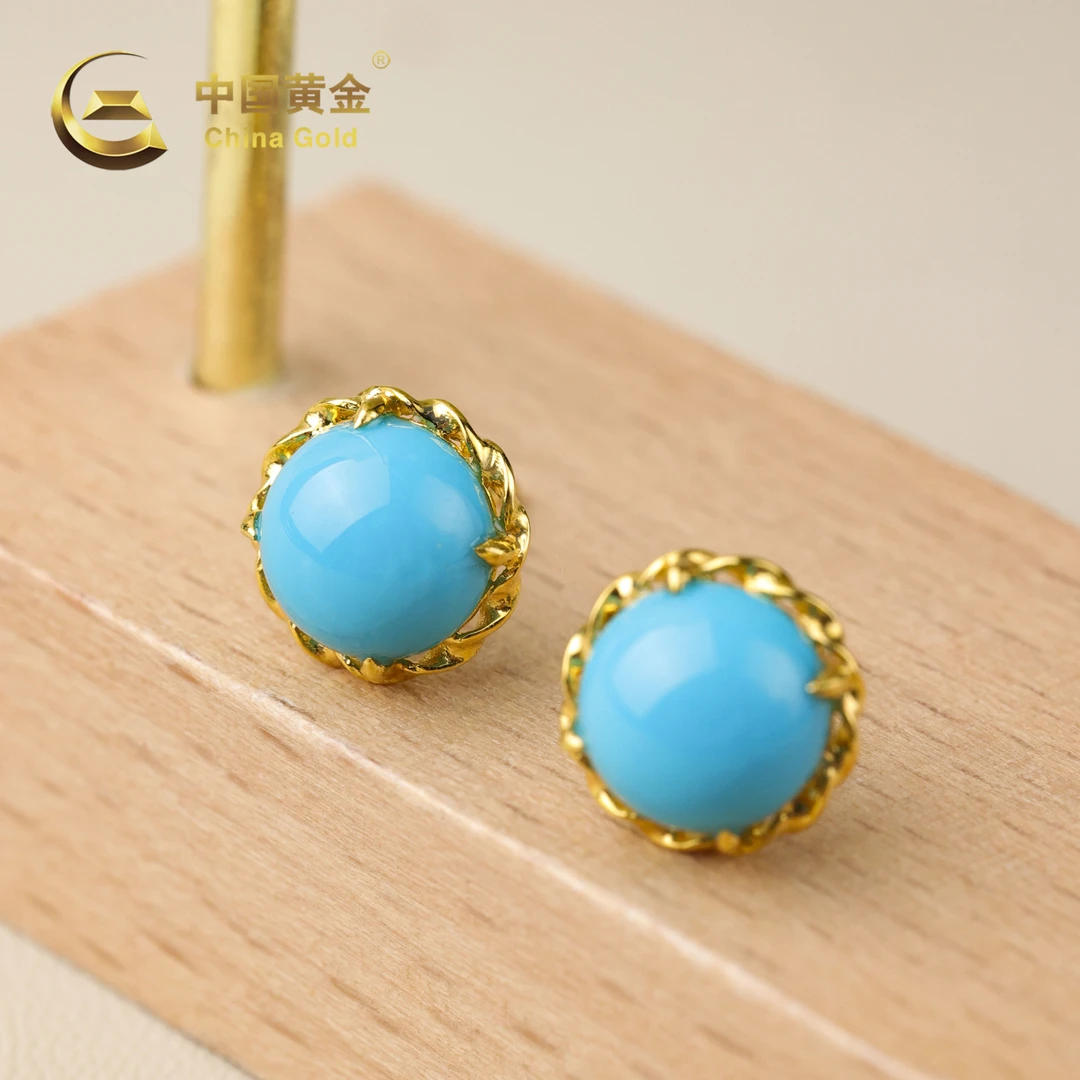 【中国黄金】琉予 | 绿松石*耳饰*18K金镶嵌-R1675-Y