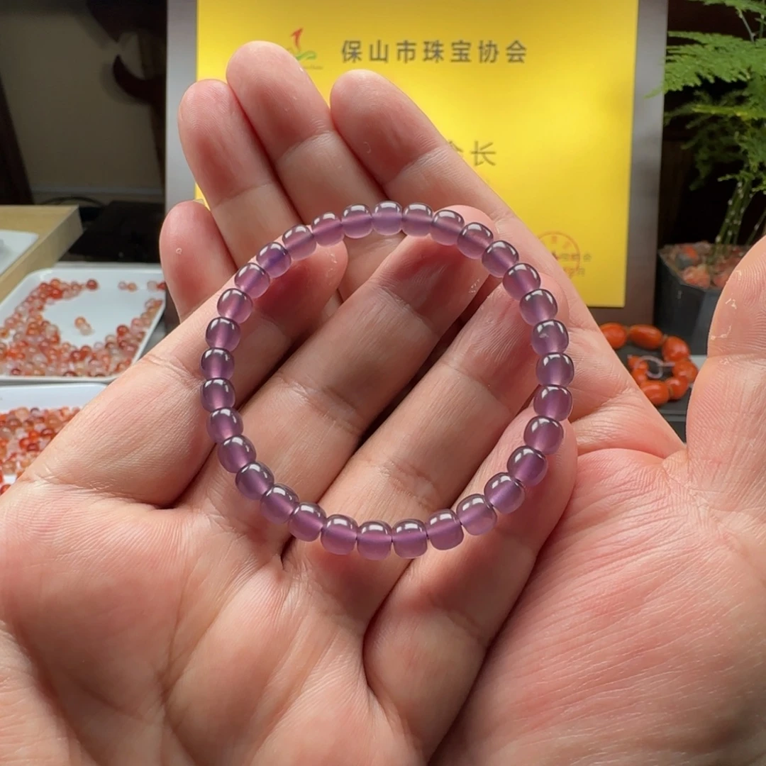南红玛瑙未镶嵌6➕冰紫老型手串