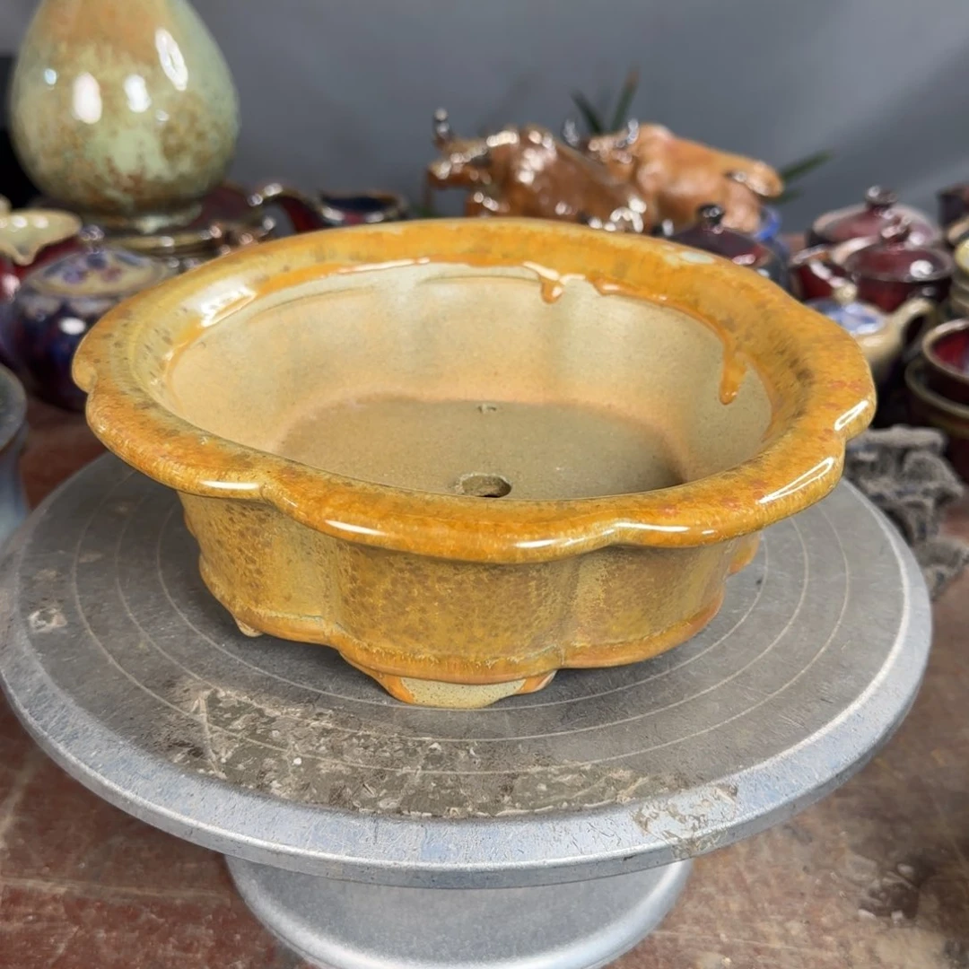 紫砂花盆叶****李瑕疵品
