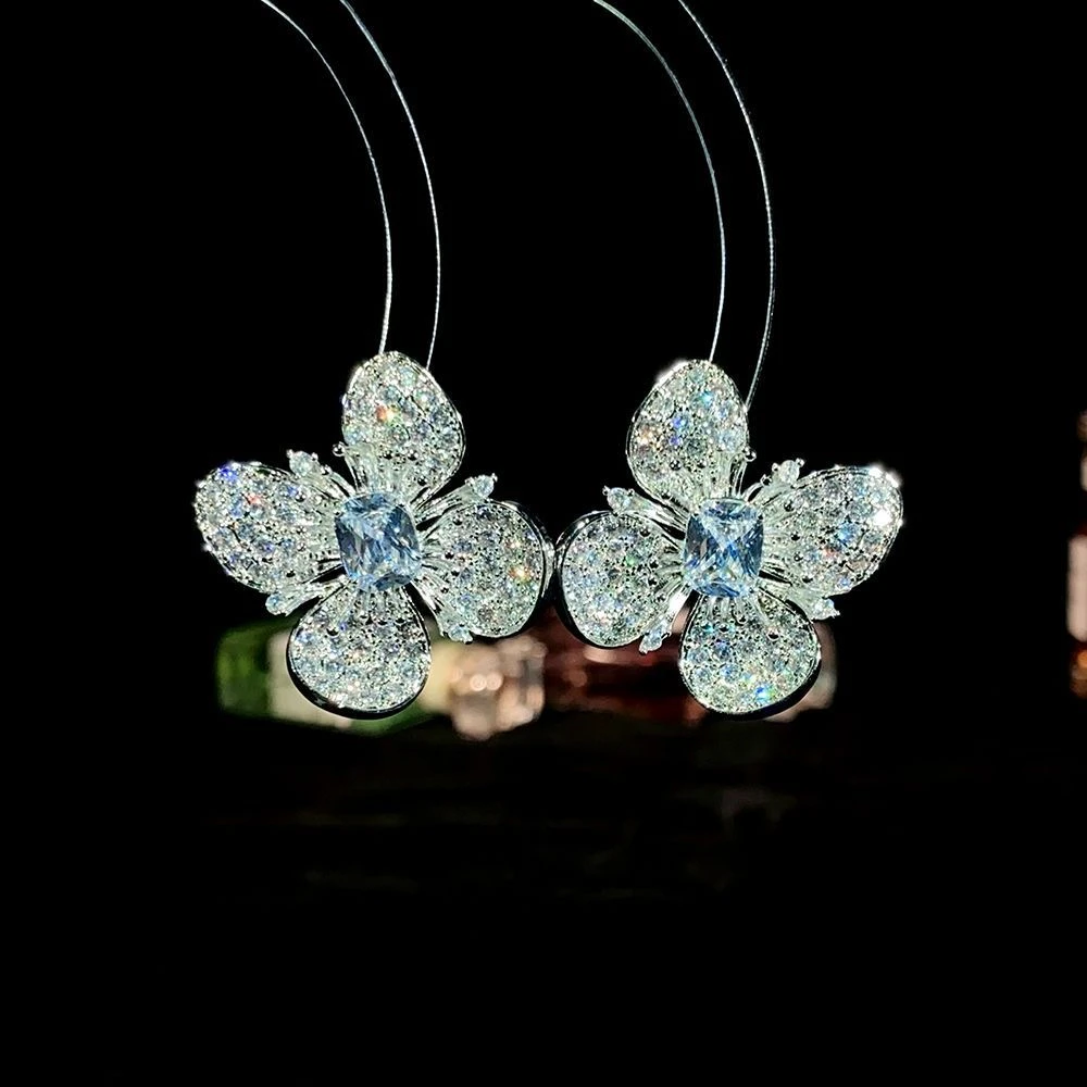 铜合金耳饰 1250重工爆闪花朵大耳朵港风夸张耳饰轻奢耳饰