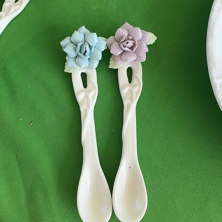 水***晶拍一发二捏花咖啡勺