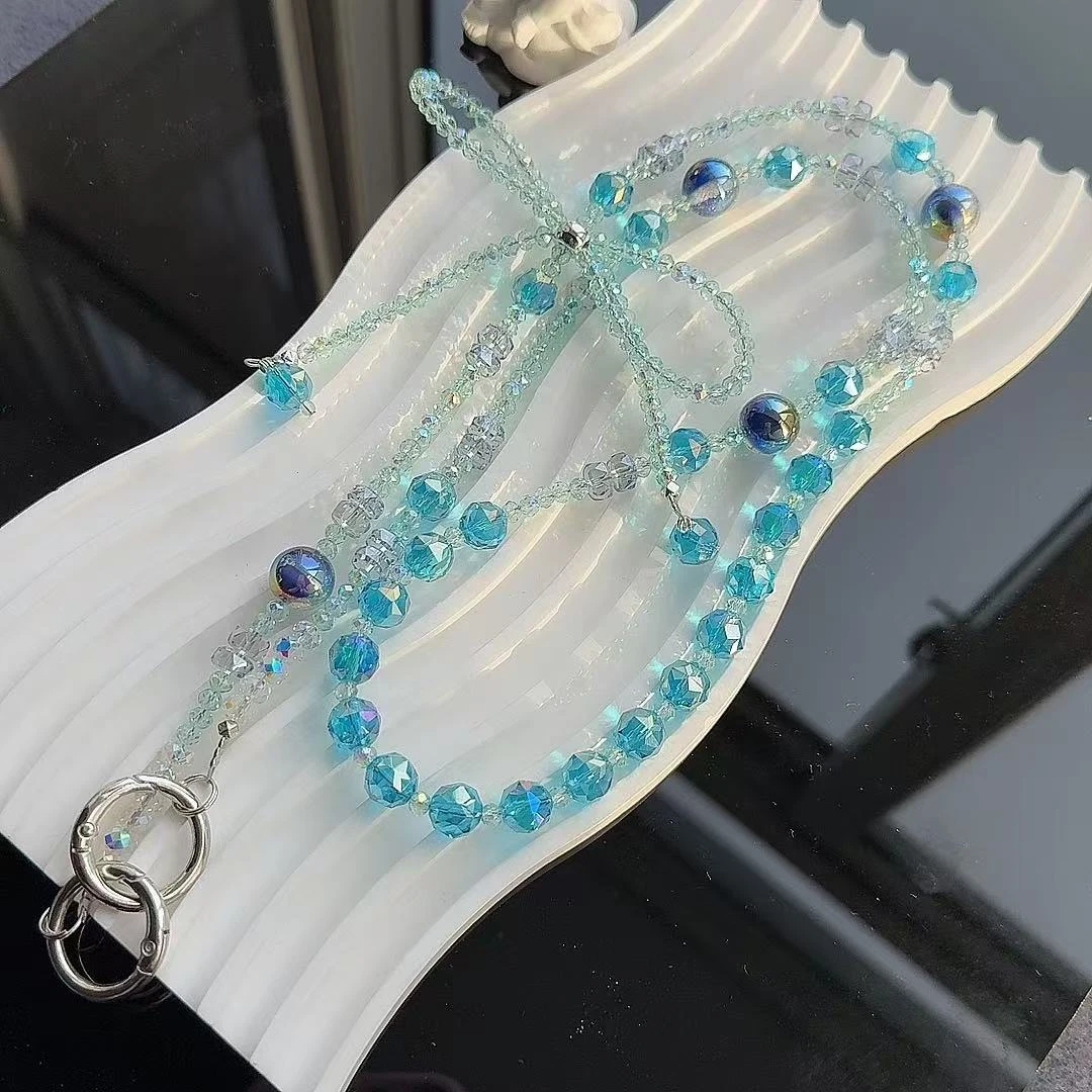 B188   宝蓝满天星蝴蝶结挂脖  原创设计手机链