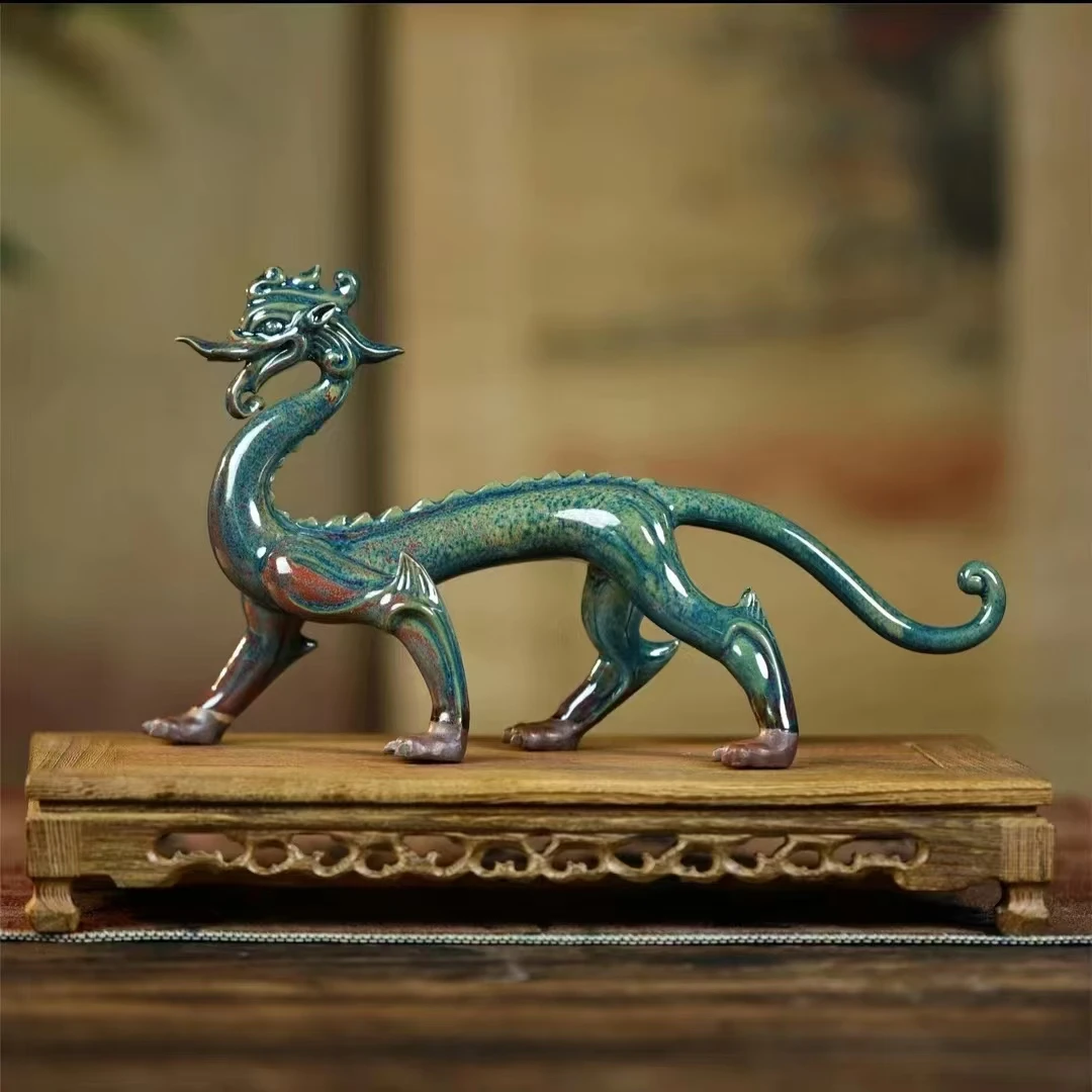 宫廷御用瓷神垕非遗钧瓷·行龙摆件生意兴隆事业腾飞礼品装·小青龙