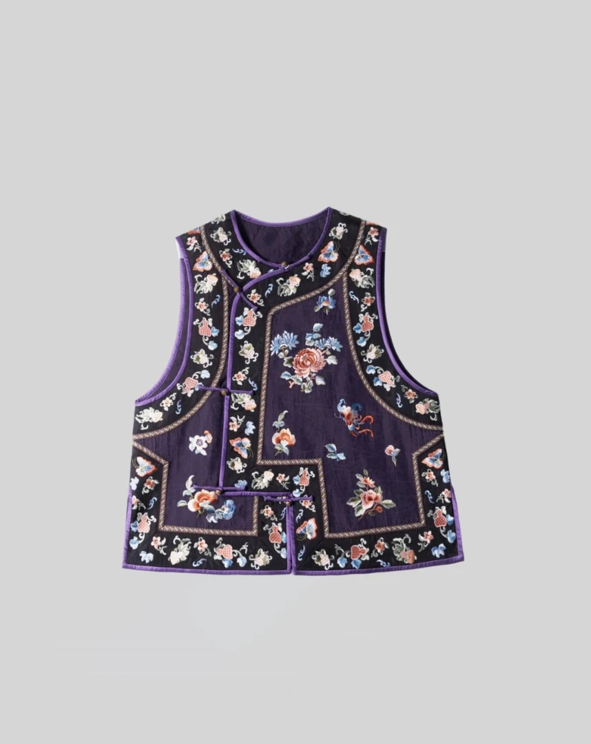 【卿思韵】新中式斜襟刺绣马甲250097