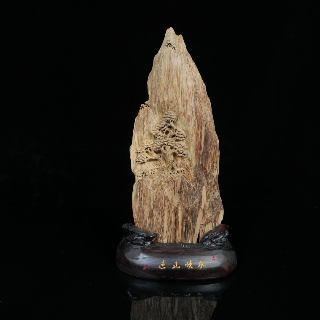 A5165 马泥涝沉香皮油老料/水映山色 14x8.5x27cm 不含底座123g