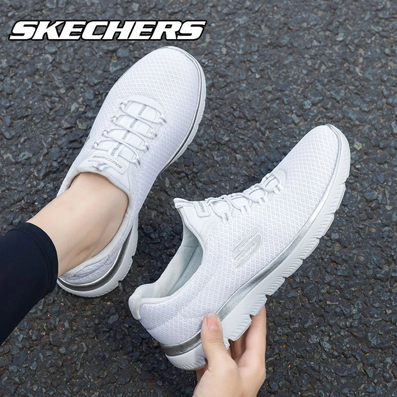 【断码清货】斯凯奇官方女鞋闪穿鞋一脚蹬女鞋透气舒适休闲鞋小白鞋