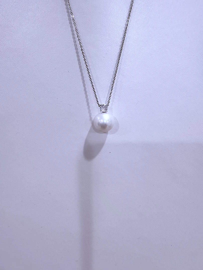 【百年王妃】10mm天然淡水无核珍珠吊坠S925银镶嵌白色气质时尚百搭