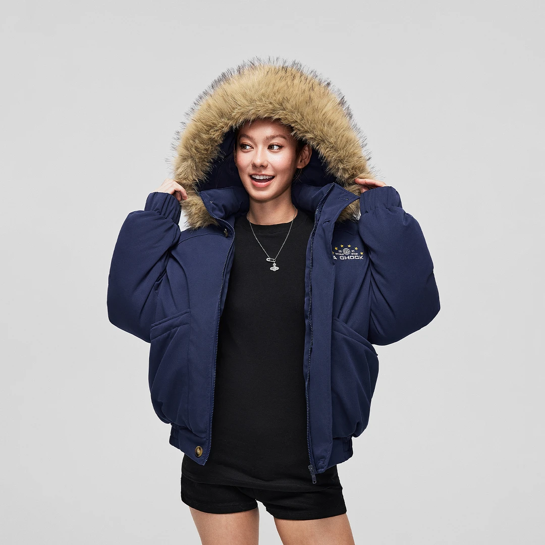 【Achock官方店】派克服加厚保暖毛茸茸连帽棉服重磅休闲棉衣外套潮