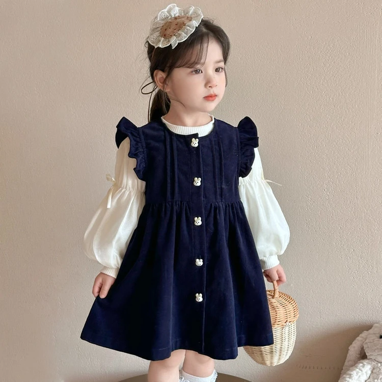 女童春装套装2025新款童装儿童春秋连衣裙泡泡袖衬衫两件套春款