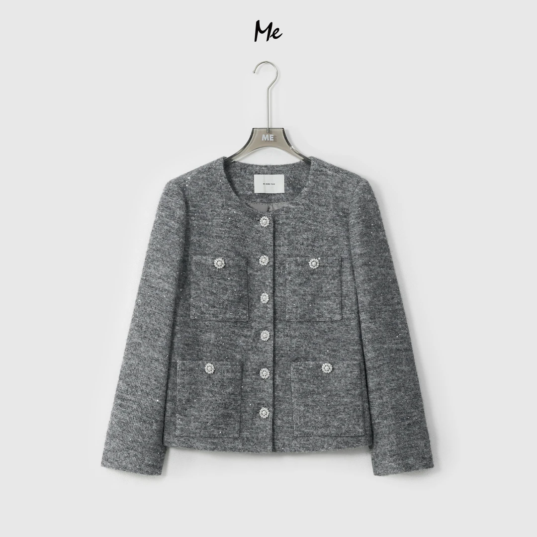 ME【伦勃朗星光小香】绵羊毛混纺奢牌造型显瘦时尚百搭外套MESA0774