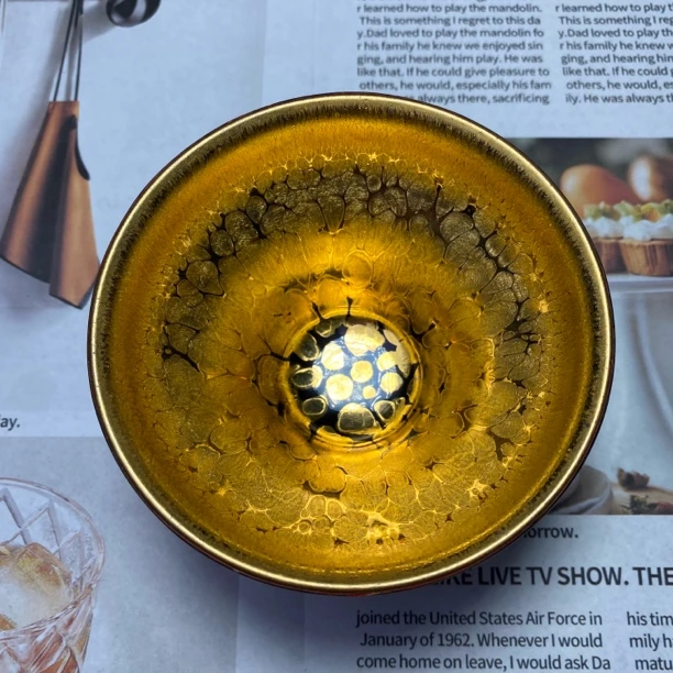 金盏大漆玉兰器型建窑建盏天目盏陶瓷主人杯茶杯纯手工品茗杯茶盏