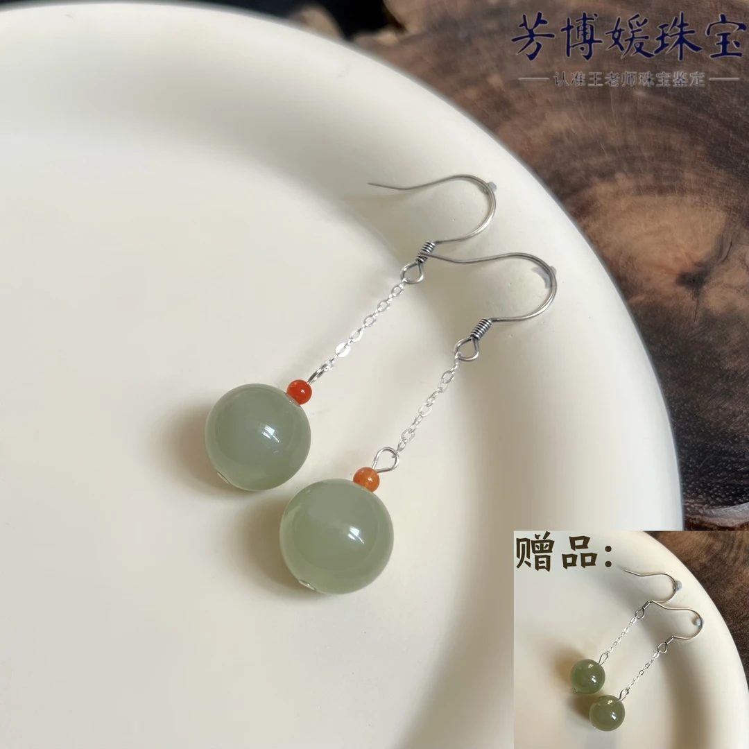 F065天然和田玉银镶精致耳饰耳钩（买一赠一到手两件）多样性发其一