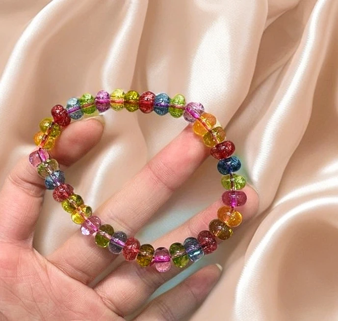 精美冰透碧玺算盘珠卡8毫米手串