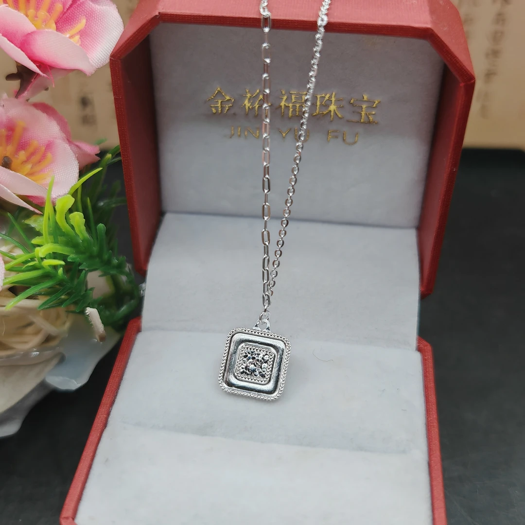坠链均足银 足银碎冰冰小方糖套链