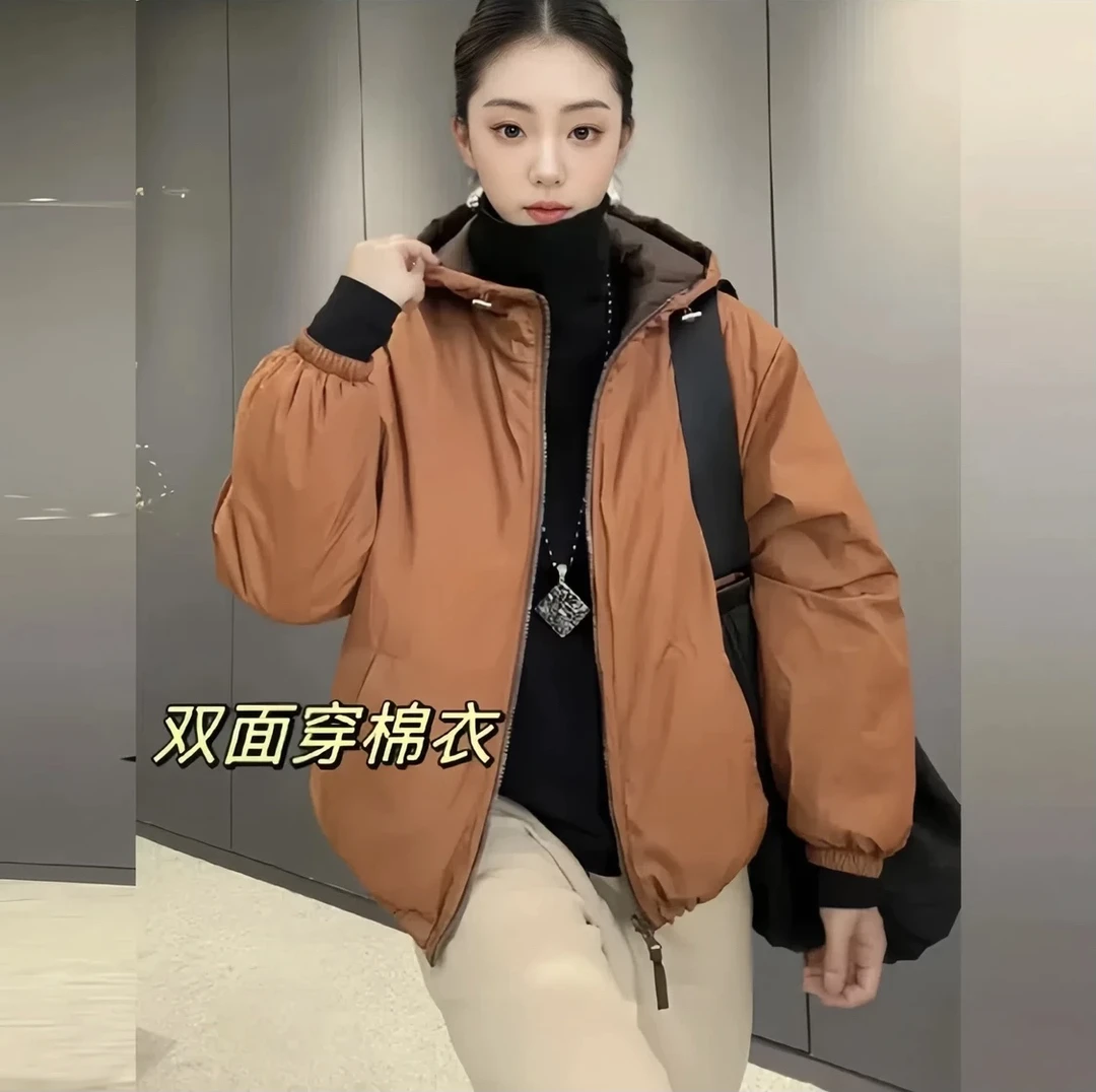 2025秋冬新款时尚休闲宽松保暖加厚百搭两面穿长袖外套  8989