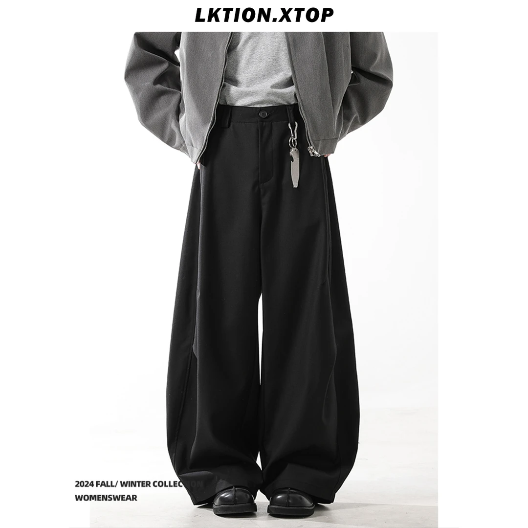 LK正品  精致弯刀版型西裤美式cleanfit阔腿垂感ins休闲裤韩版