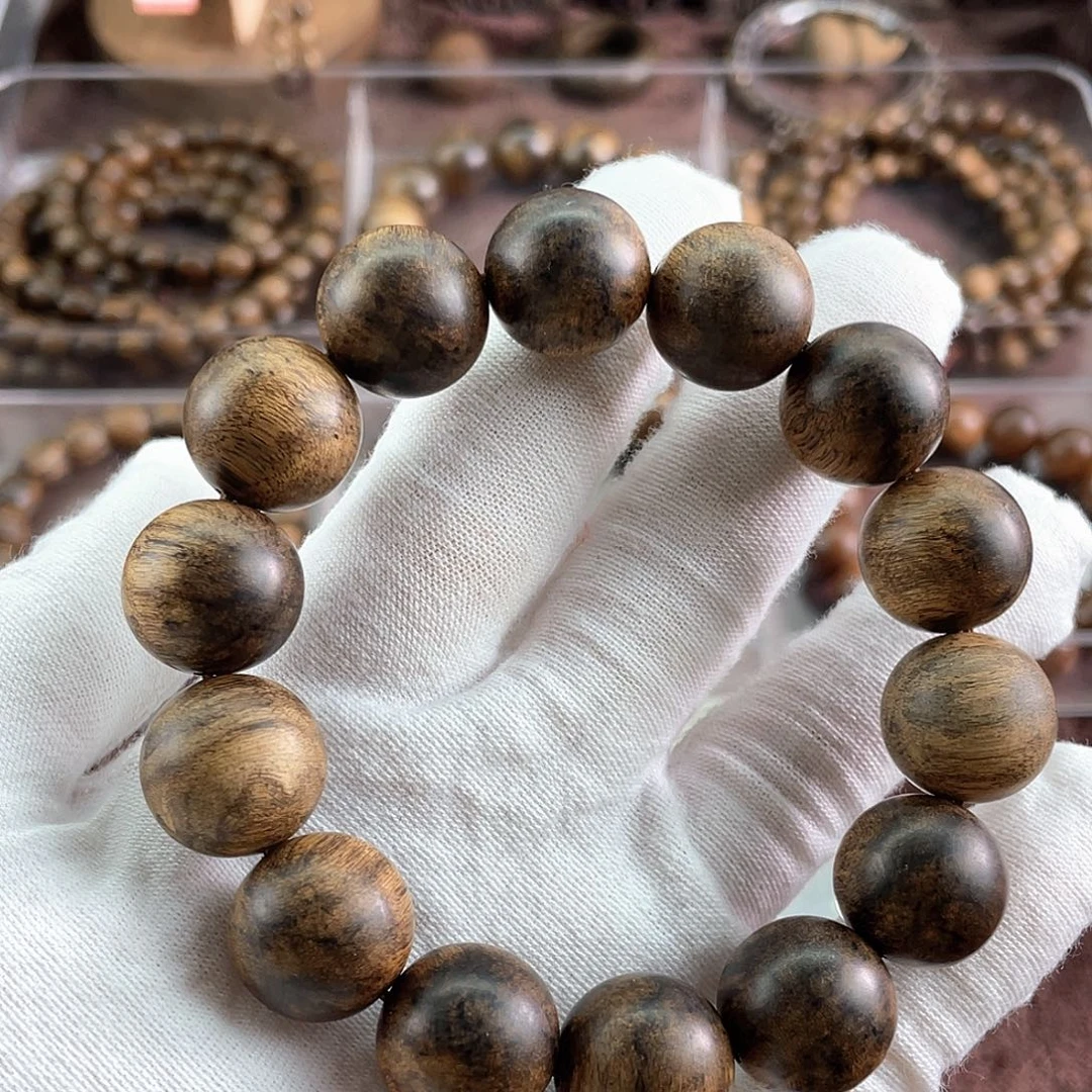 沉香手串用****7越南芽庄白棋虎斑留疤