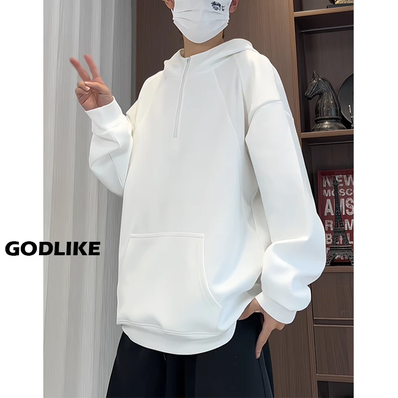 GODLIKE/古莱登秋季新品连帽拉链卫衣男纯色潮流显瘦不起球卫衣男