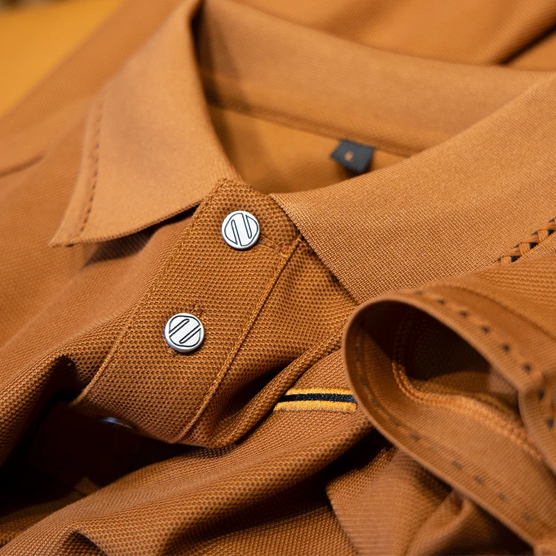 轻奢夏季薄款珠地网眼面料撞色polo衫男短袖高端休闲商务翻领t恤