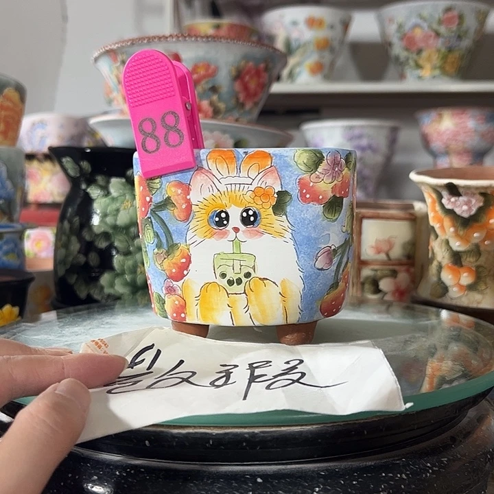 景德镇手绘花盆 满38包邮