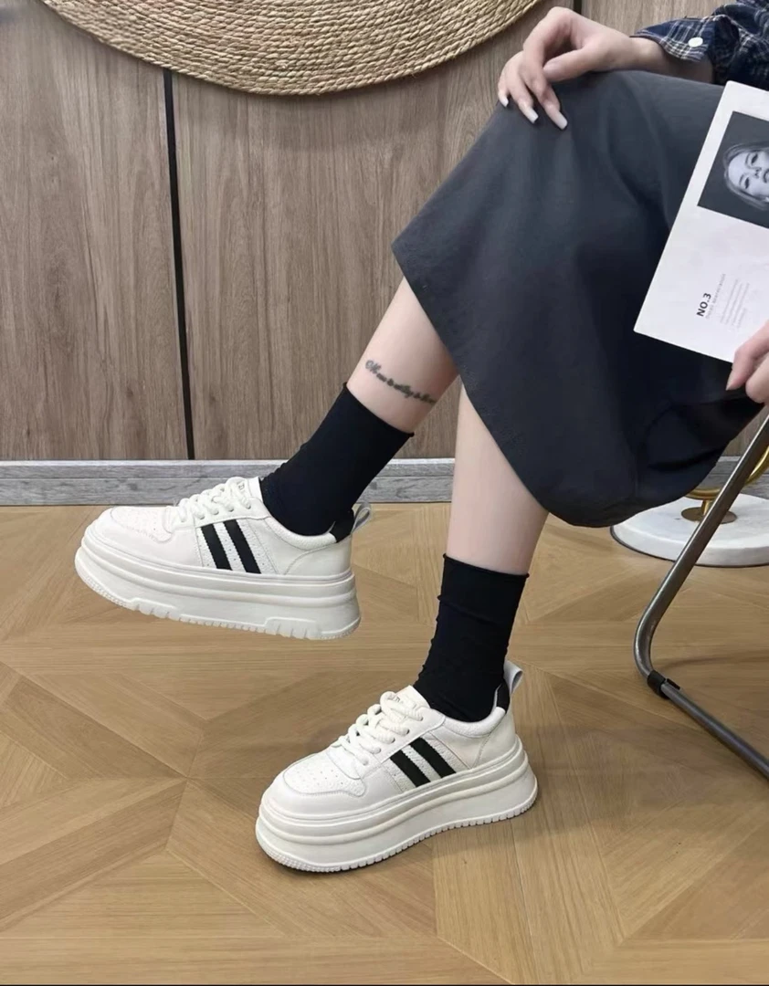 （野马）真皮女鞋休闲厚底小白鞋 春款