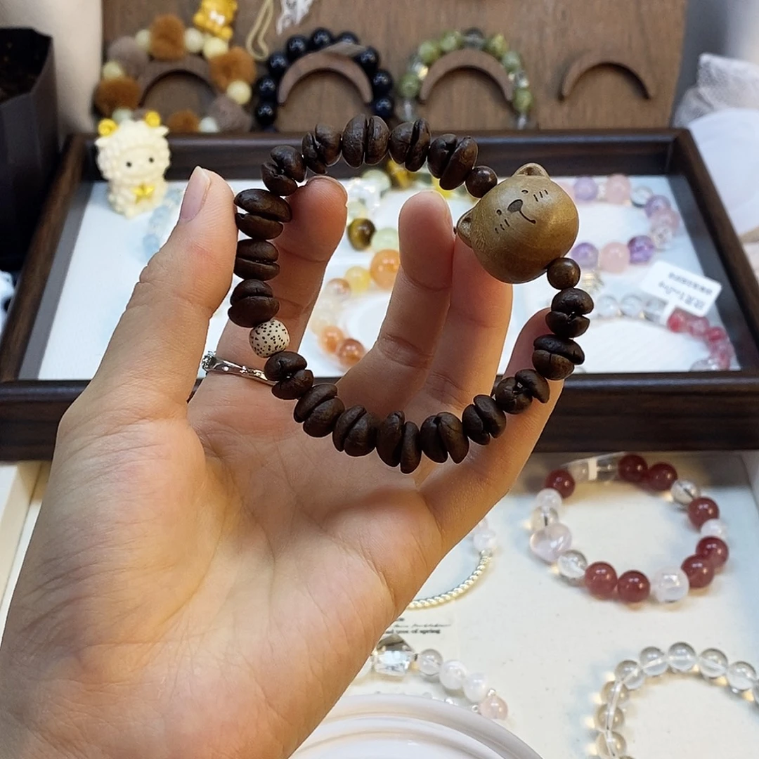 手链未镶嵌水晶小熊咖啡豆